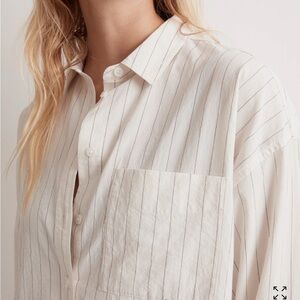 Madewell White Striped Button-Up Shirt